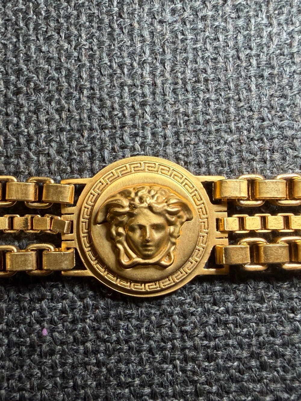 Vintage Versace Medusa Logo Men's Chain Bracelet Gold